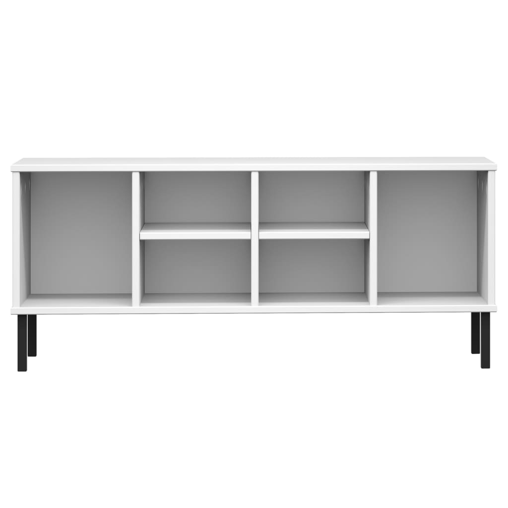 Kenkäteline metallijaloilla valkoinen 106x35x45 cm täyspuu OSLO - Sisustajankoti.fi