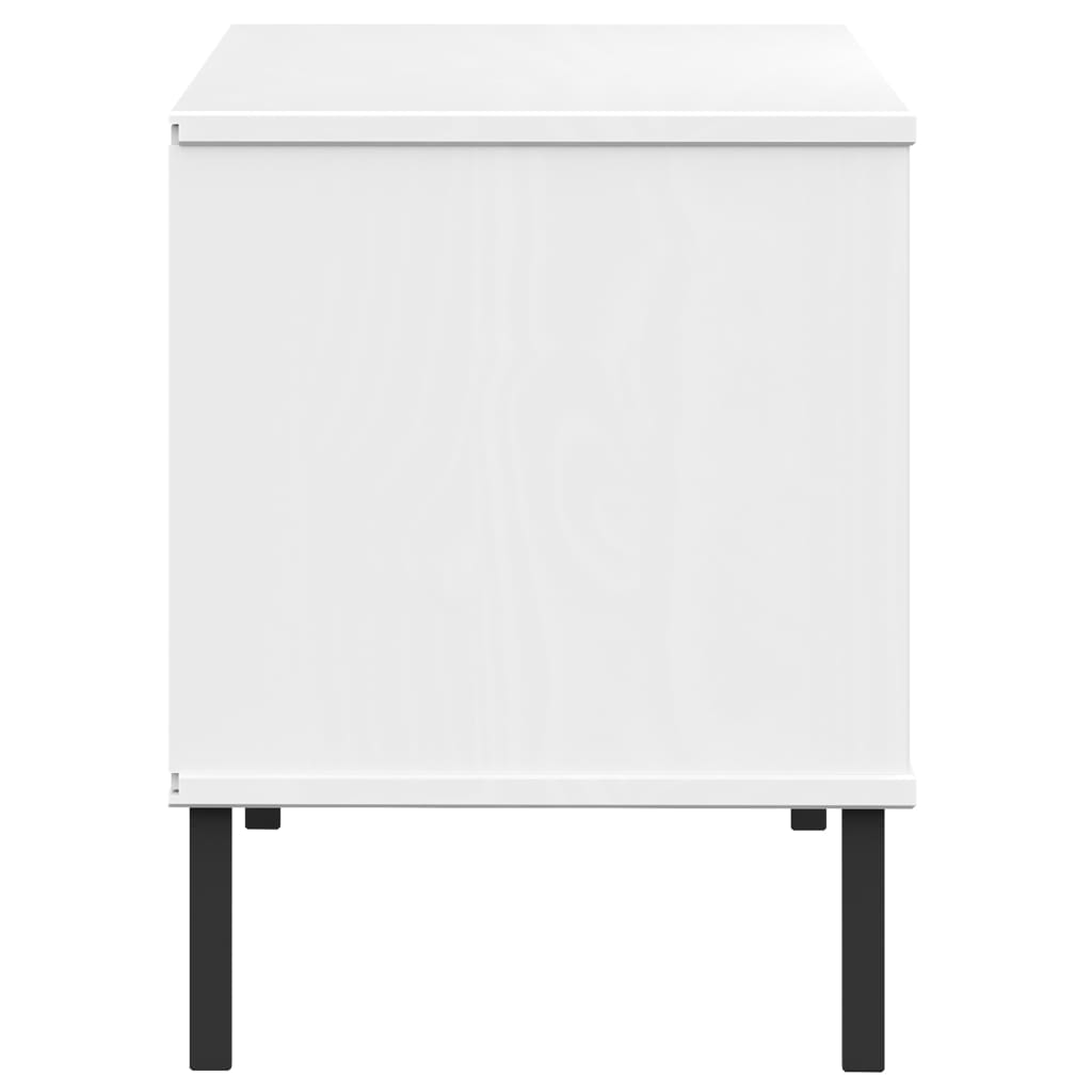 Kenkäteline metallijaloilla valkoinen 106x35x45 cm täyspuu OSLO - Sisustajankoti.fi