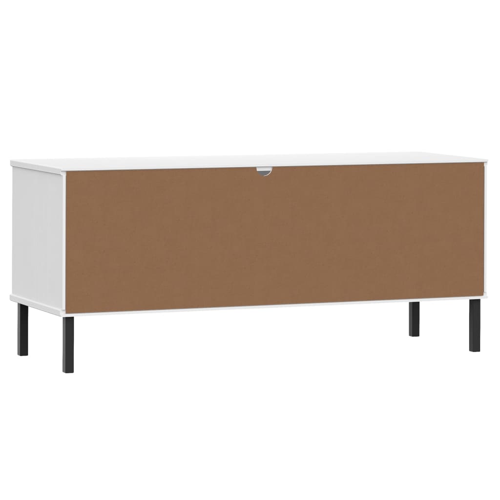 Kenkäteline metallijaloilla valkoinen 106x35x45 cm täyspuu OSLO - Sisustajankoti.fi