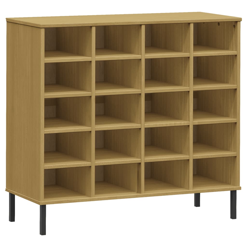 Kenkäteline metallijaloilla ruskea 95x35x87 cm täyspuu OSLO - Sisustajankoti.fi