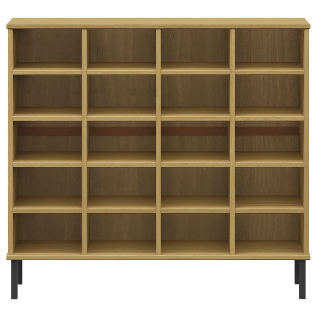 Kenkäteline metallijaloilla ruskea 95x35x87 cm täyspuu OSLO - Sisustajankoti.fi