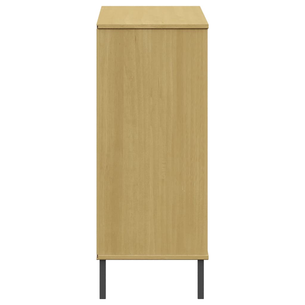 Kenkäteline metallijaloilla ruskea 95x35x87 cm täyspuu OSLO - Sisustajankoti.fi
