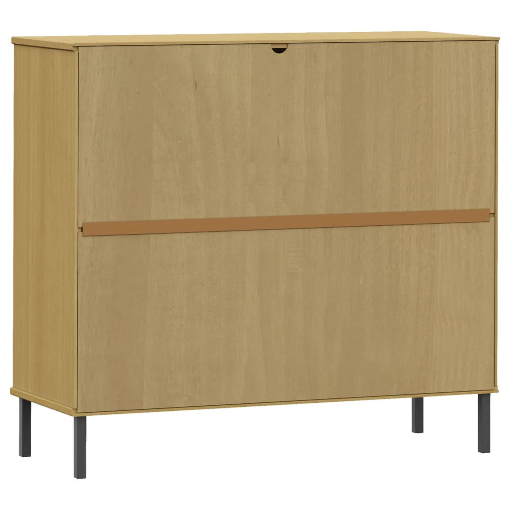 Kenkäteline metallijaloilla ruskea 95x35x87 cm täyspuu OSLO - Sisustajankoti.fi