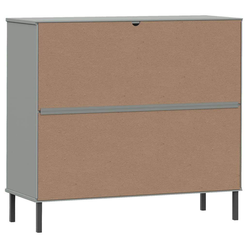 Kenkäteline metallijaloilla harmaa 95x35x87 cm täyspuu OSLO - Sisustajankoti.fi