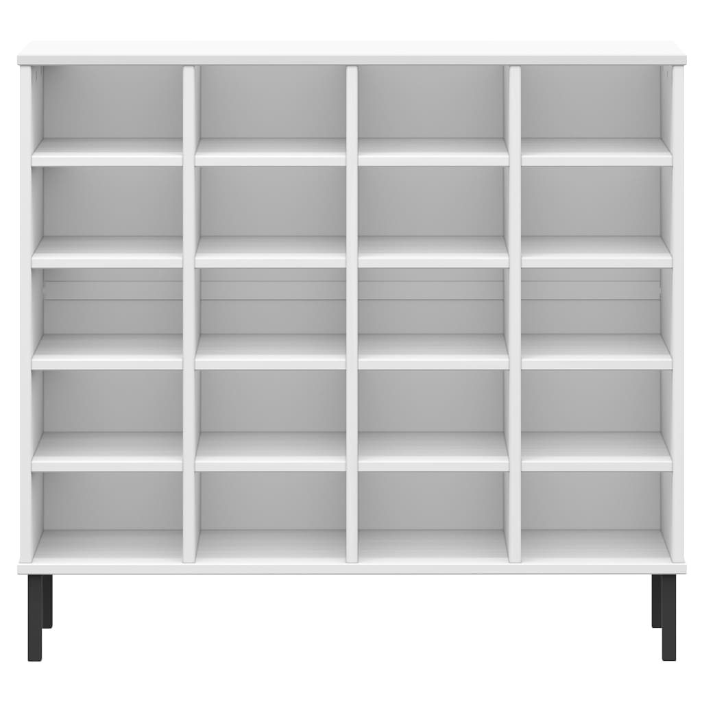 Kenkäteline metallijaloilla valkoinen 95x35x87 cm täyspuu OSLO - Sisustajankoti.fi
