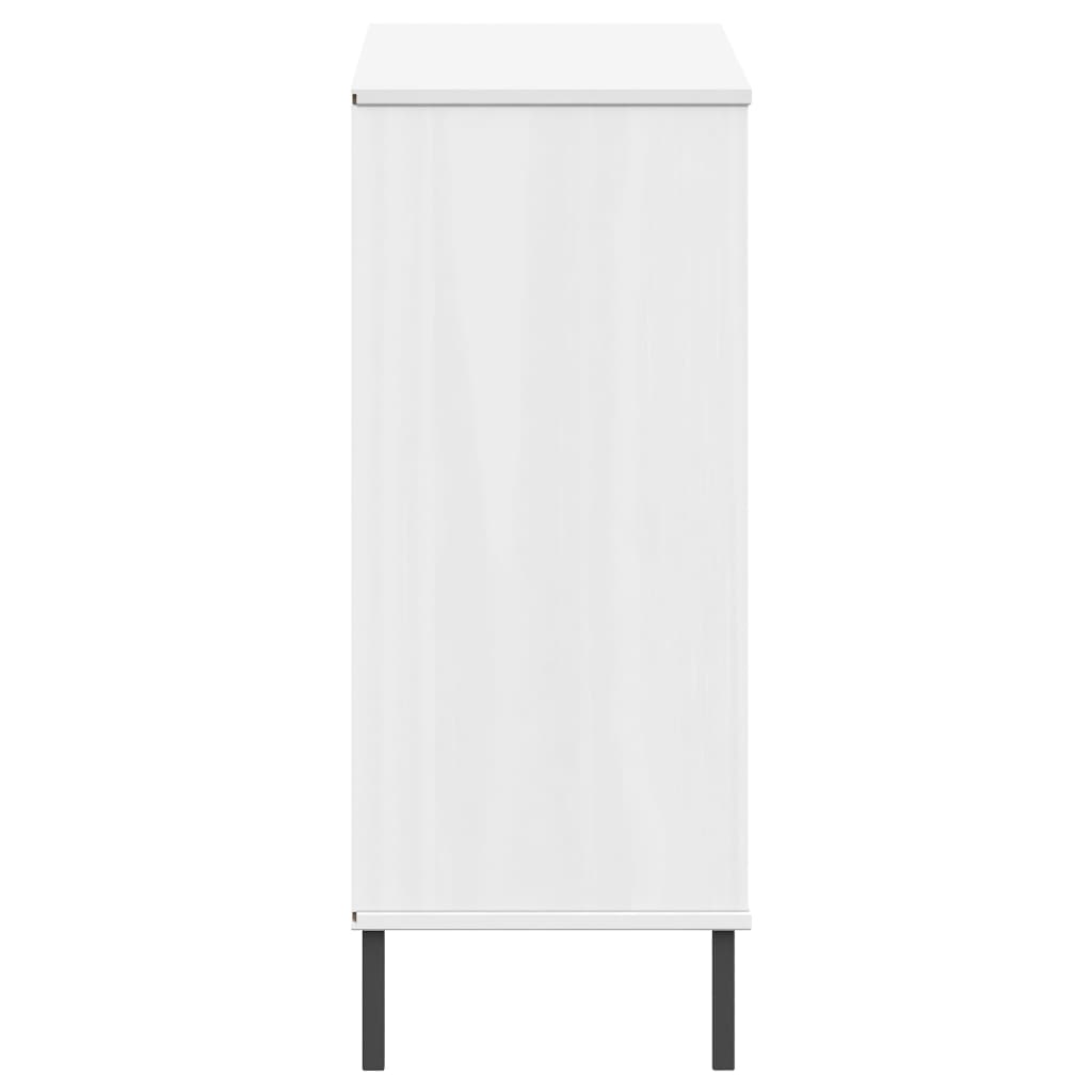 Kenkäteline metallijaloilla valkoinen 95x35x87 cm täyspuu OSLO - Sisustajankoti.fi