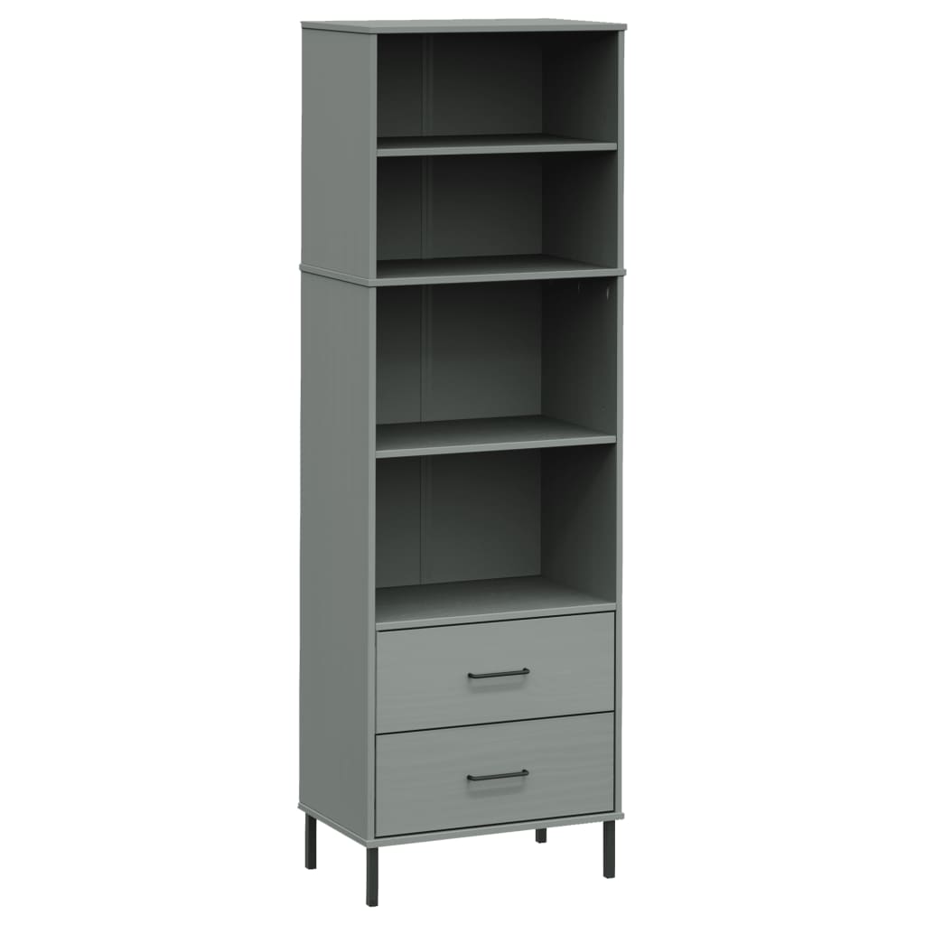 Kirjahylly 2 laatikolla harmaa 60x35x180 cm täyspuu OSLO - Sisustajankoti.fi
