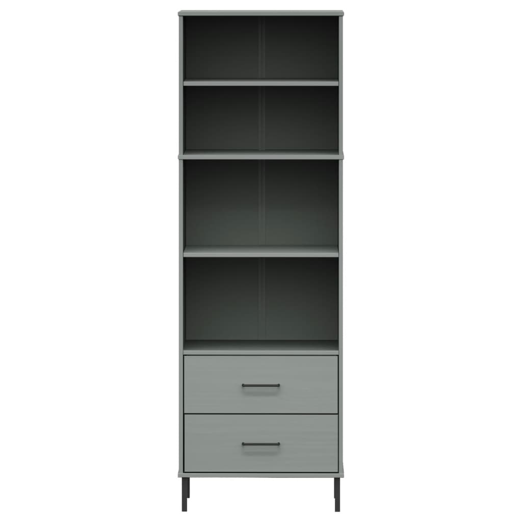 Kirjahylly 2 laatikolla harmaa 60x35x180 cm täyspuu OSLO - Sisustajankoti.fi