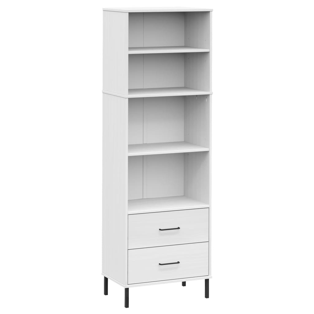 Kirjahylly 2 laatikolla valkoinen 60x35x180 cm täyspuu OSLO - Sisustajankoti.fi
