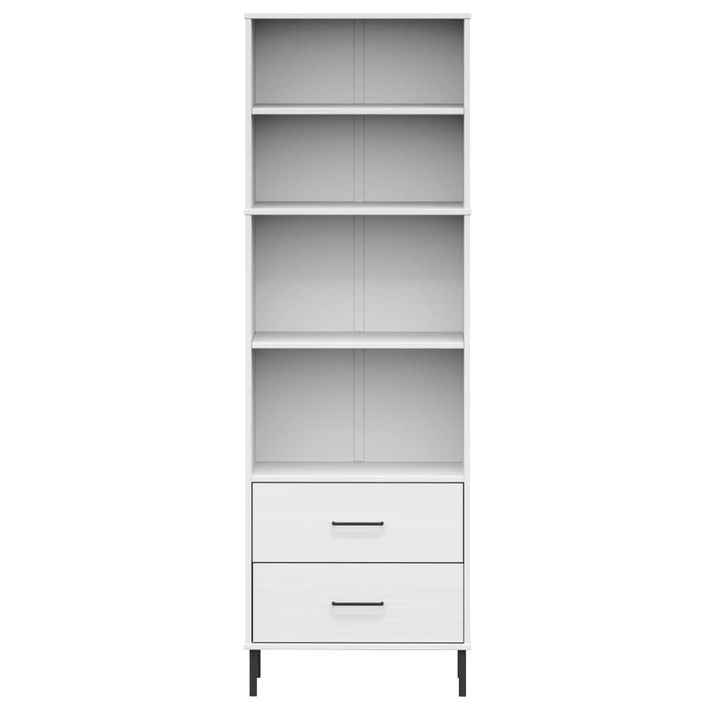 Kirjahylly 2 laatikolla valkoinen 60x35x180 cm täyspuu OSLO - Sisustajankoti.fi