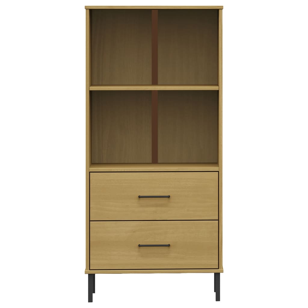 Kirjahylly 2 laatikolla ruskea 60x35x128,5 cm täyspuu OSLO - Sisustajankoti.fi