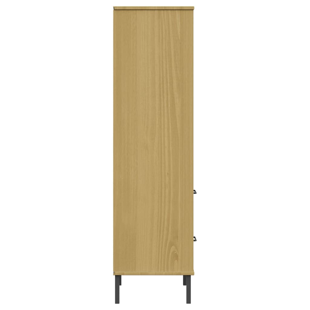 Kirjahylly 2 laatikolla ruskea 60x35x128,5 cm täyspuu OSLO - Sisustajankoti.fi