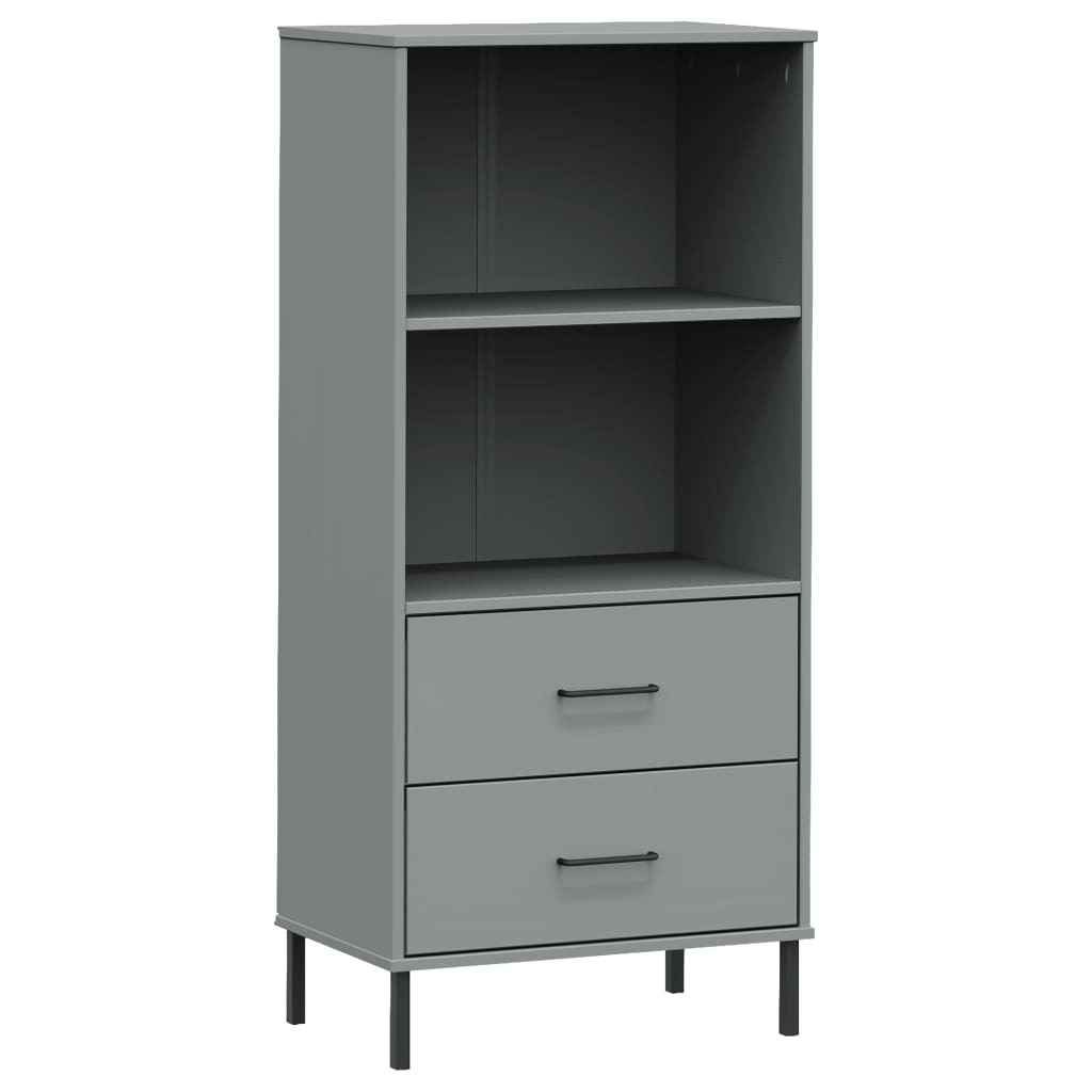 Kirjahylly 2 laatikolla harmaa 60x35x128,5 cm täyspuu OSLO - Sisustajankoti.fi