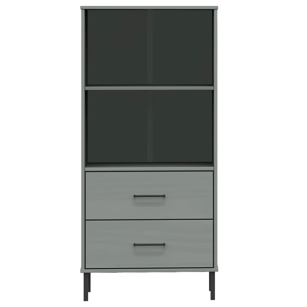 Kirjahylly 2 laatikolla harmaa 60x35x128,5 cm täyspuu OSLO - Sisustajankoti.fi