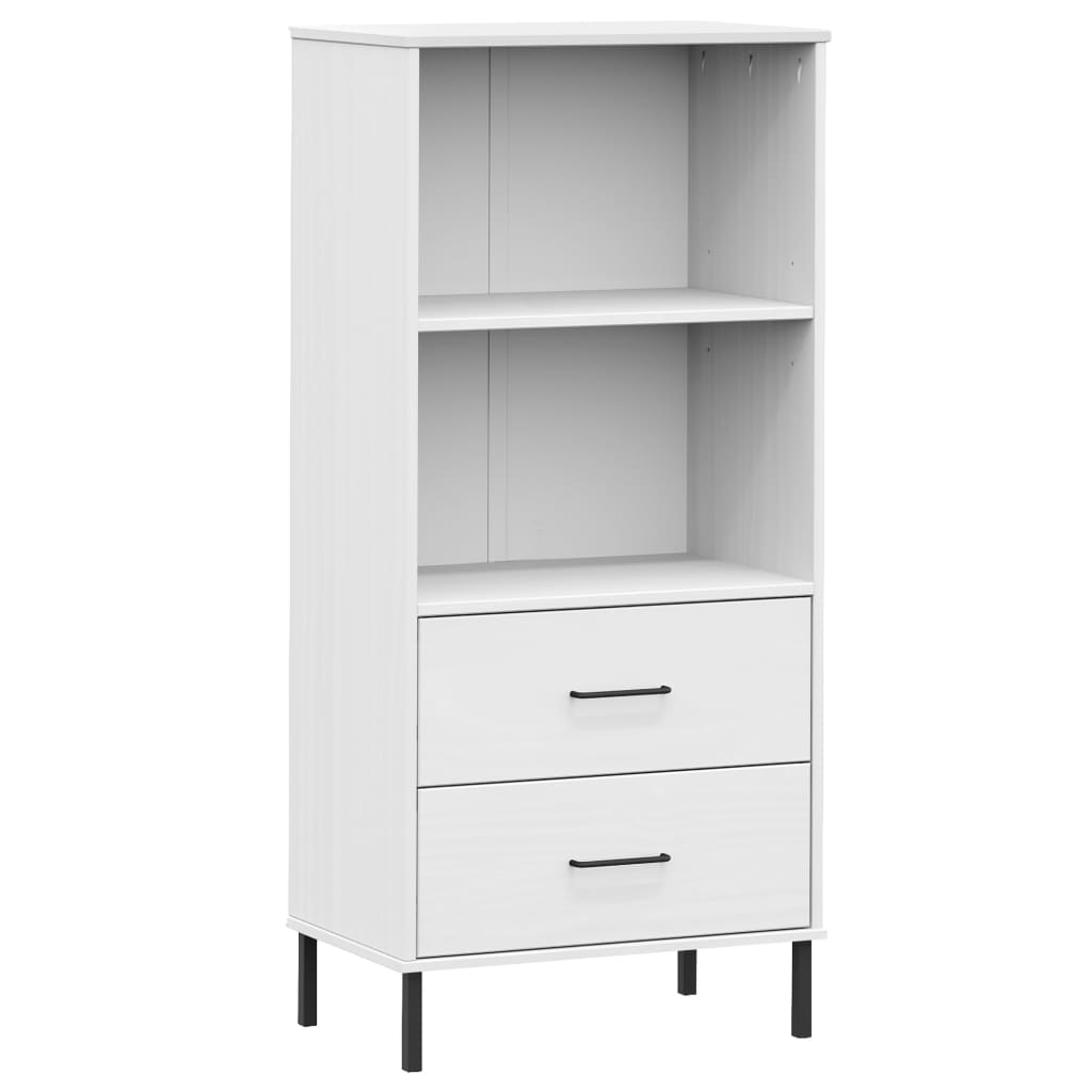 Kirjahylly 2 laatikolla valkoinen 60x35x128,5 cm täyspuu OSLO - Sisustajankoti.fi