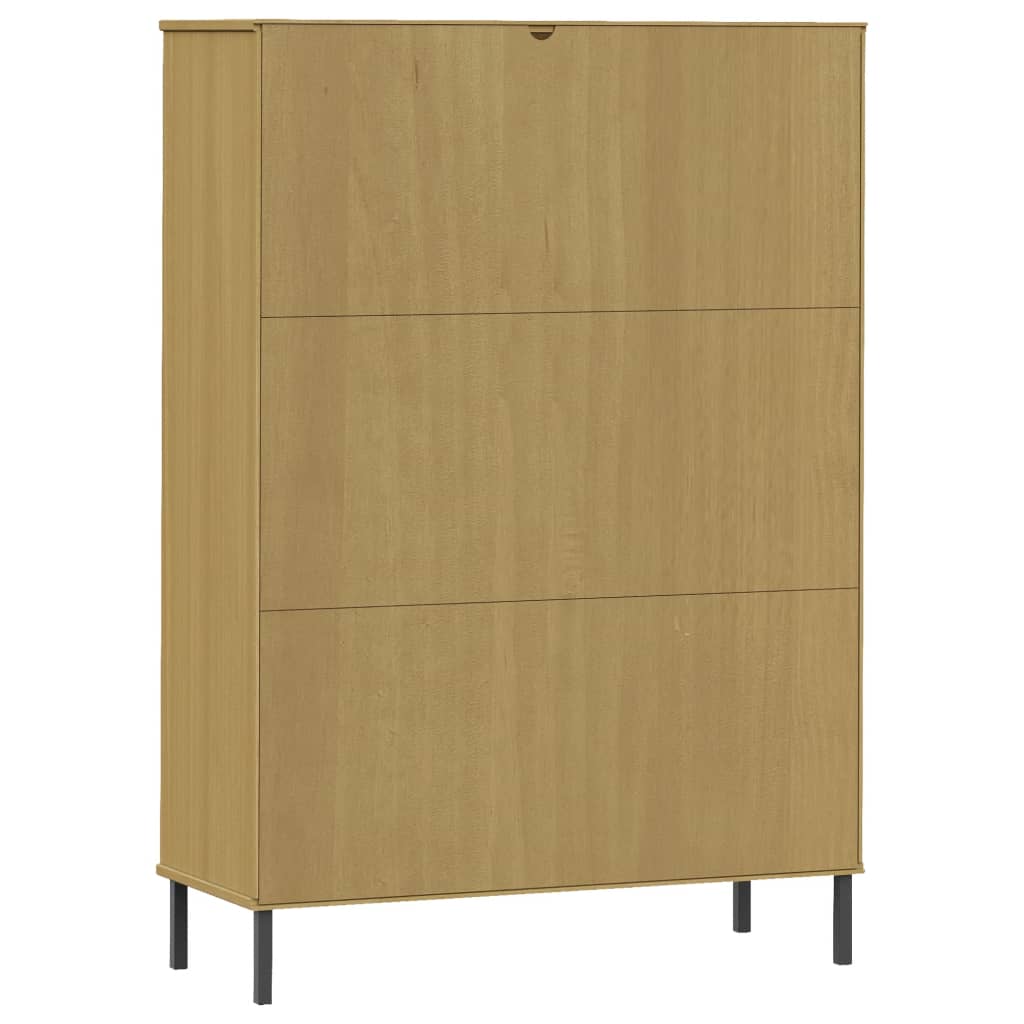 Kirjakaappi metallijaloilla ruskea 90x35x128,5 cm täyspuu OSLO - Sisustajankoti.fi
