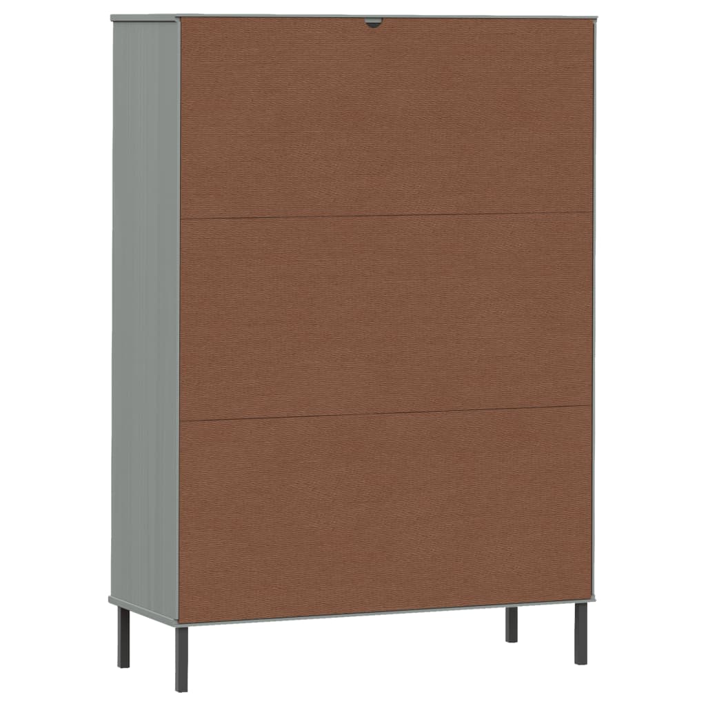 Kirjakaappi metallijaloilla harmaa 90x35x128,5 cm täyspuu OSLO - Sisustajankoti.fi
