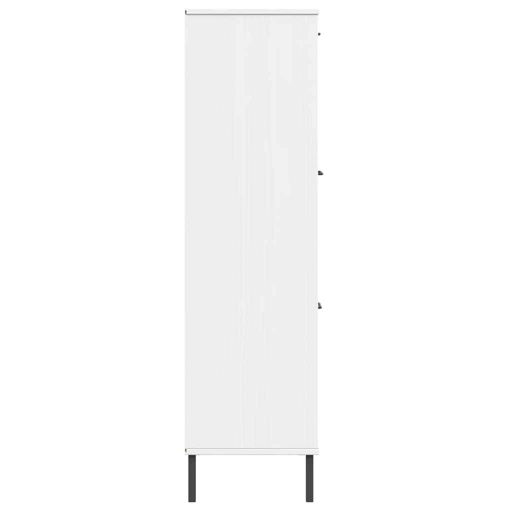 Kirjakaappi metallijaloilla valk. 90x35x128,5 cm täyspuu OSLO - Sisustajankoti.fi