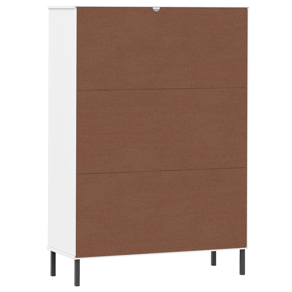Kirjakaappi metallijaloilla valk. 90x35x128,5 cm täyspuu OSLO - Sisustajankoti.fi