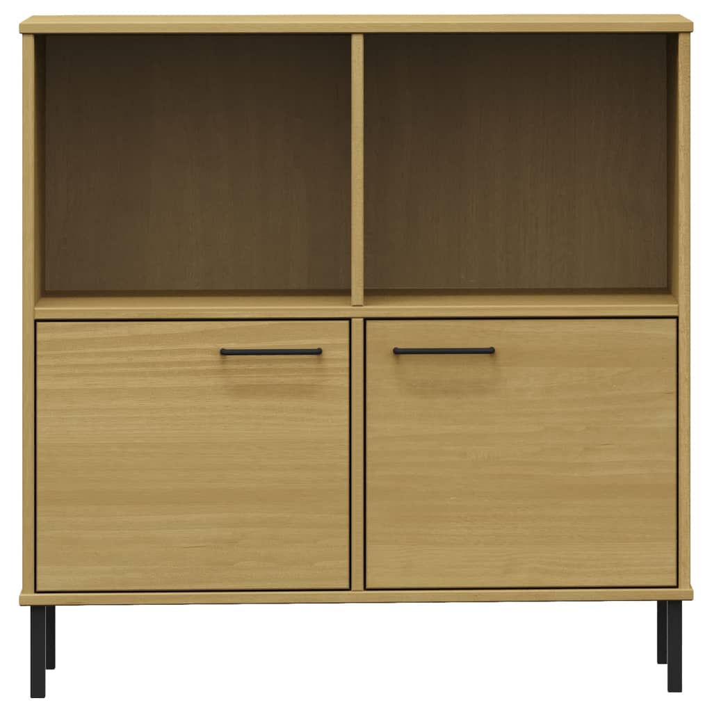 Kirjakaappi metallijaloilla ruskea 90x35x90,5 cm täyspuu OSLO - Sisustajankoti.fi
