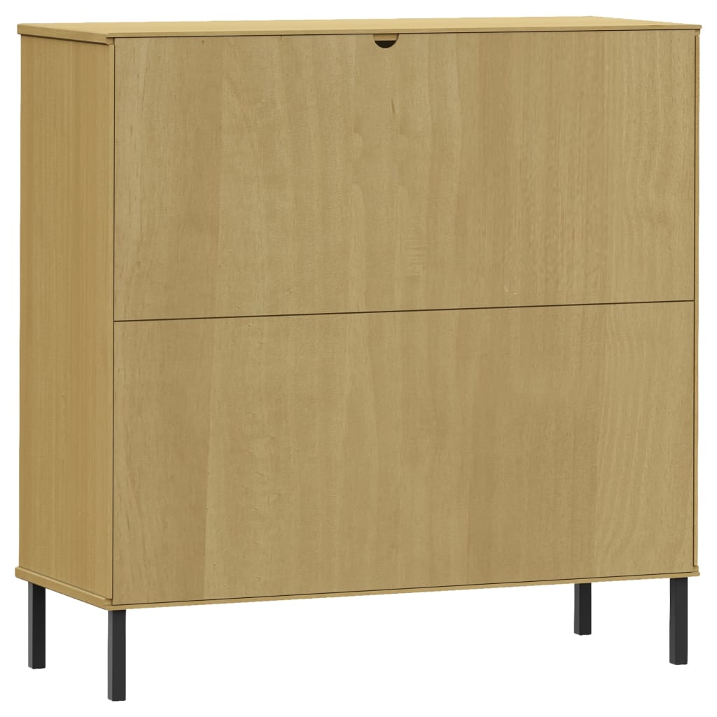 Kirjakaappi metallijaloilla ruskea 90x35x90,5 cm täyspuu OSLO - Sisustajankoti.fi