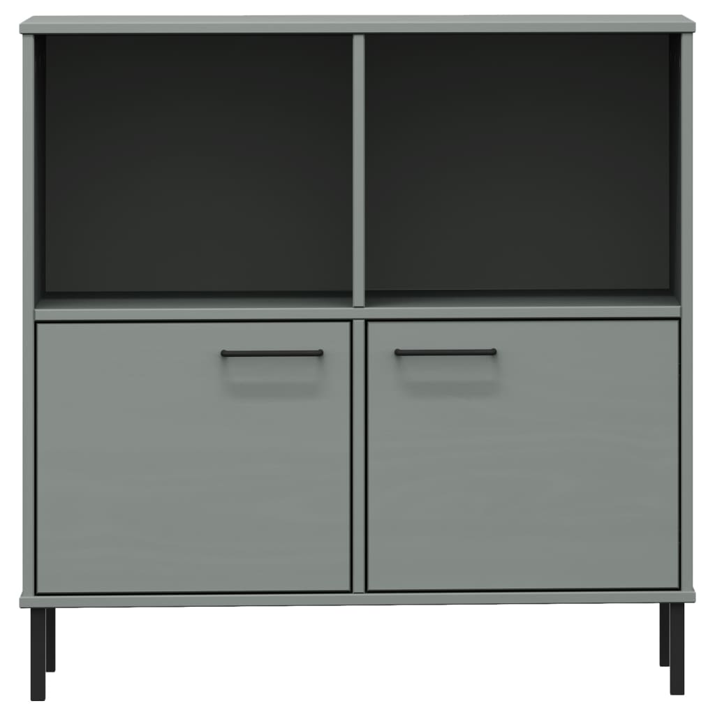 Kirjakaappi metallijaloilla harmaa 90x35x90,5 cm täyspuu OSLO - Sisustajankoti.fi