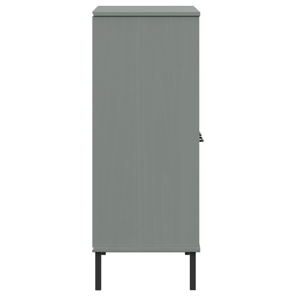 Kirjakaappi metallijaloilla harmaa 90x35x90,5 cm täyspuu OSLO - Sisustajankoti.fi