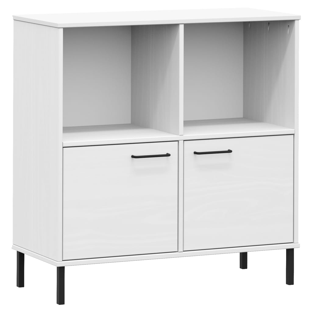 Kirjakaappi metallijaloilla valk. 90x35x90,5 cm täyspuu OSLO - Sisustajankoti.fi