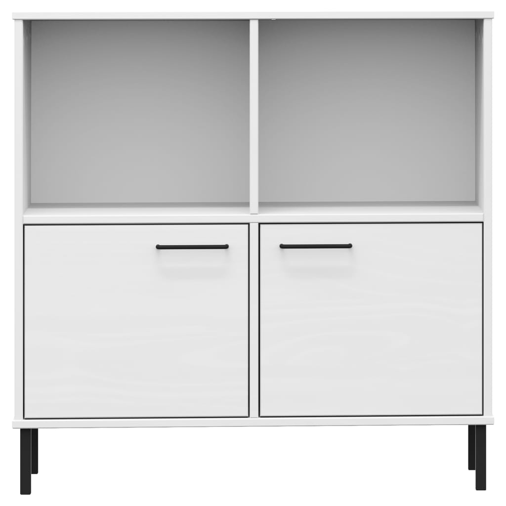 Kirjakaappi metallijaloilla valk. 90x35x90,5 cm täyspuu OSLO - Sisustajankoti.fi