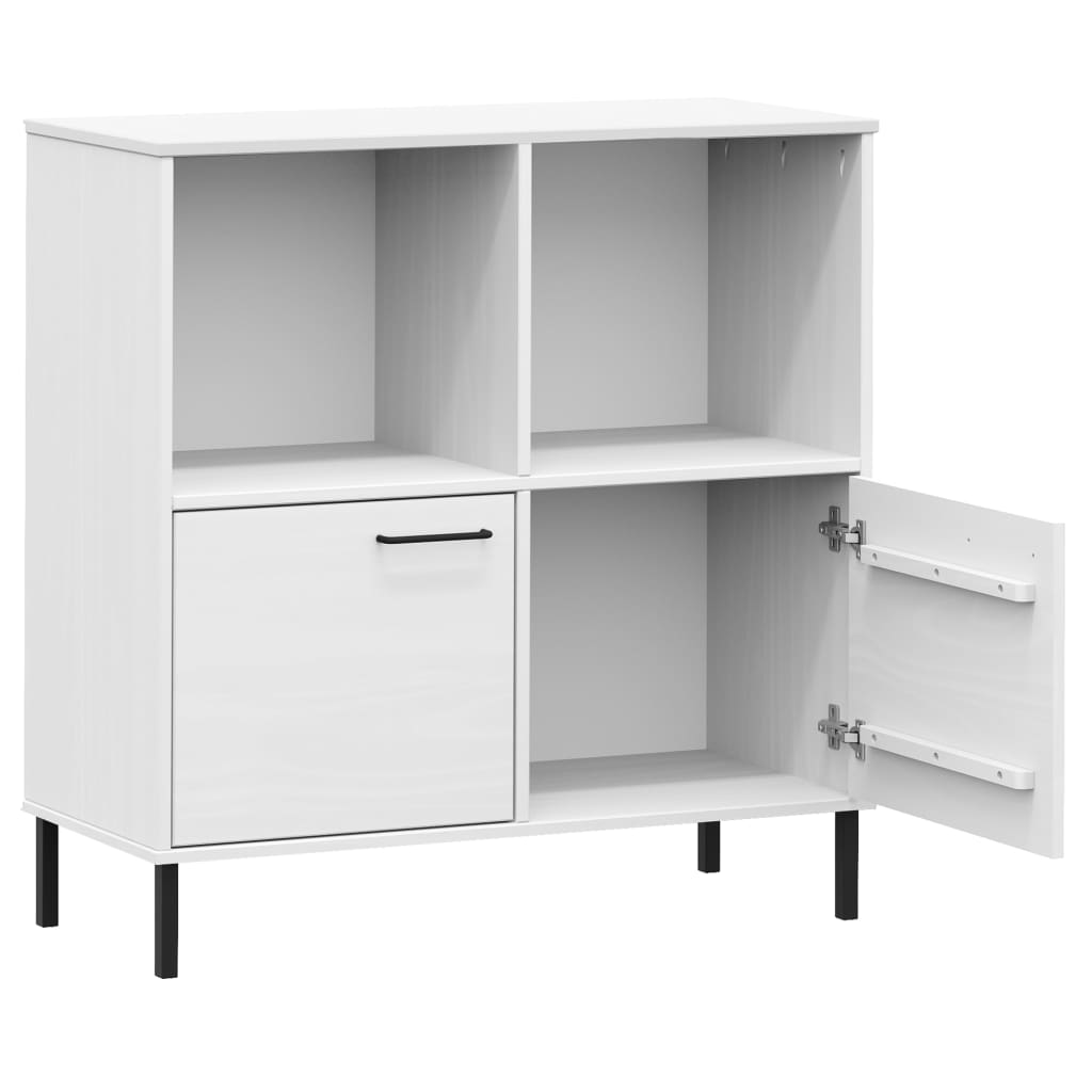 Kirjakaappi metallijaloilla valk. 90x35x90,5 cm täyspuu OSLO - Sisustajankoti.fi