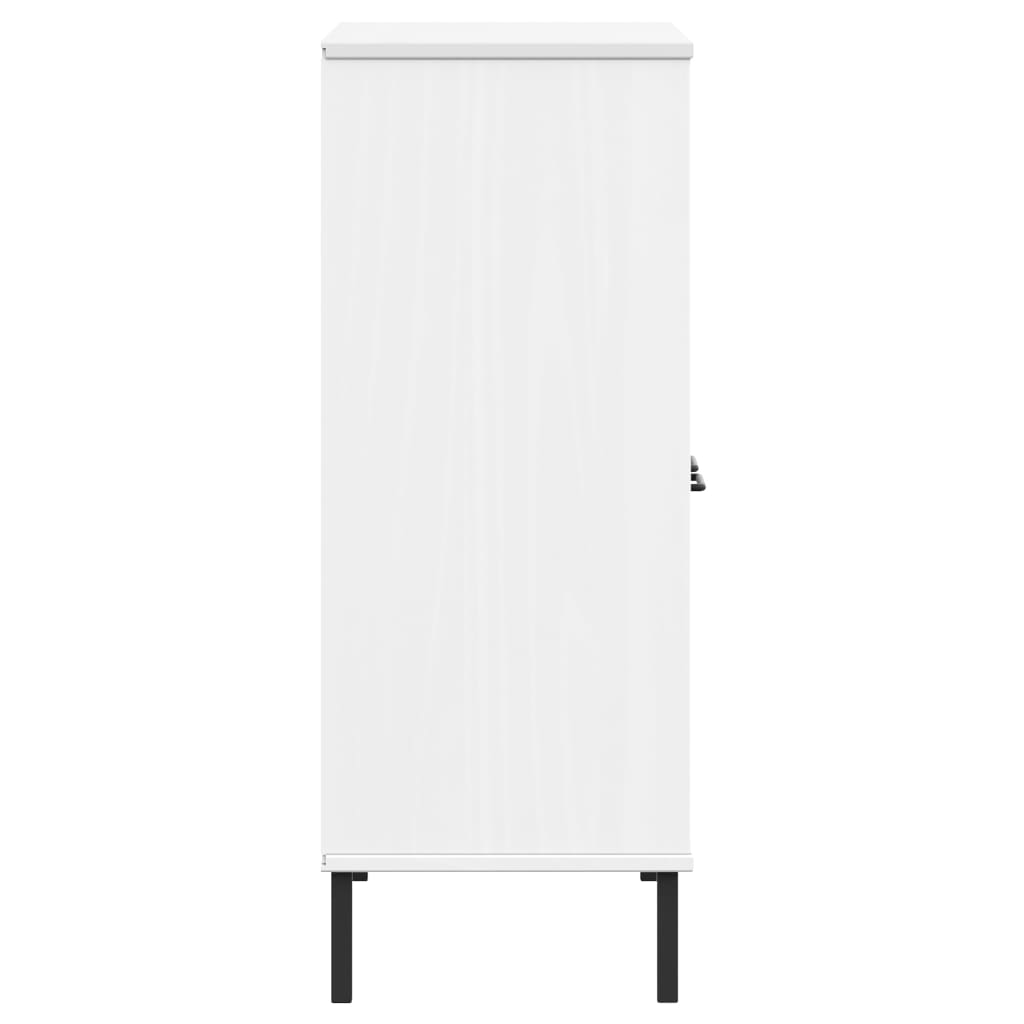 Kirjakaappi metallijaloilla valk. 90x35x90,5 cm täyspuu OSLO - Sisustajankoti.fi