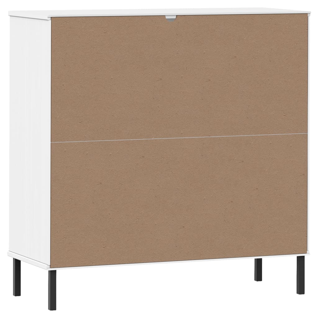 Kirjakaappi metallijaloilla valk. 90x35x90,5 cm täyspuu OSLO - Sisustajankoti.fi