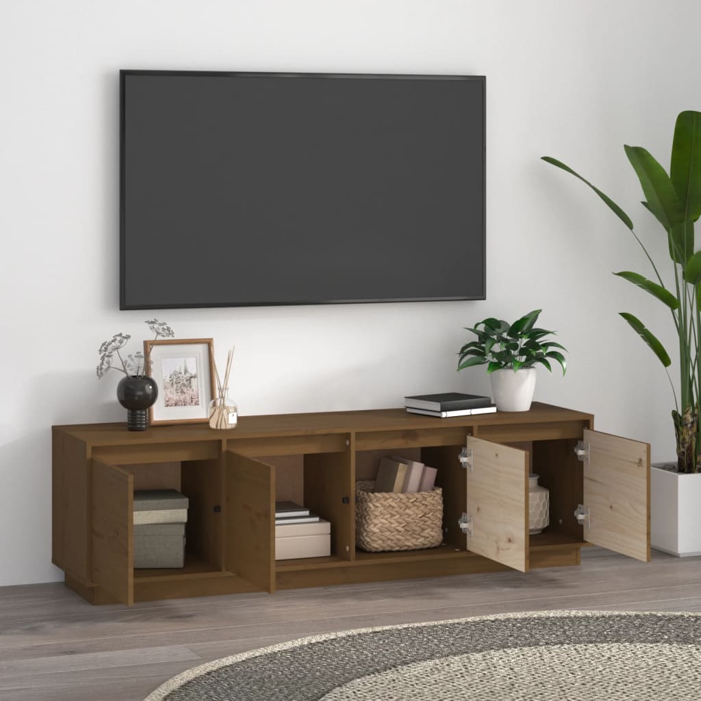 TV-taso hunajanruskea 156x37x45 cm täysi mänty - Sisustajankoti.fi