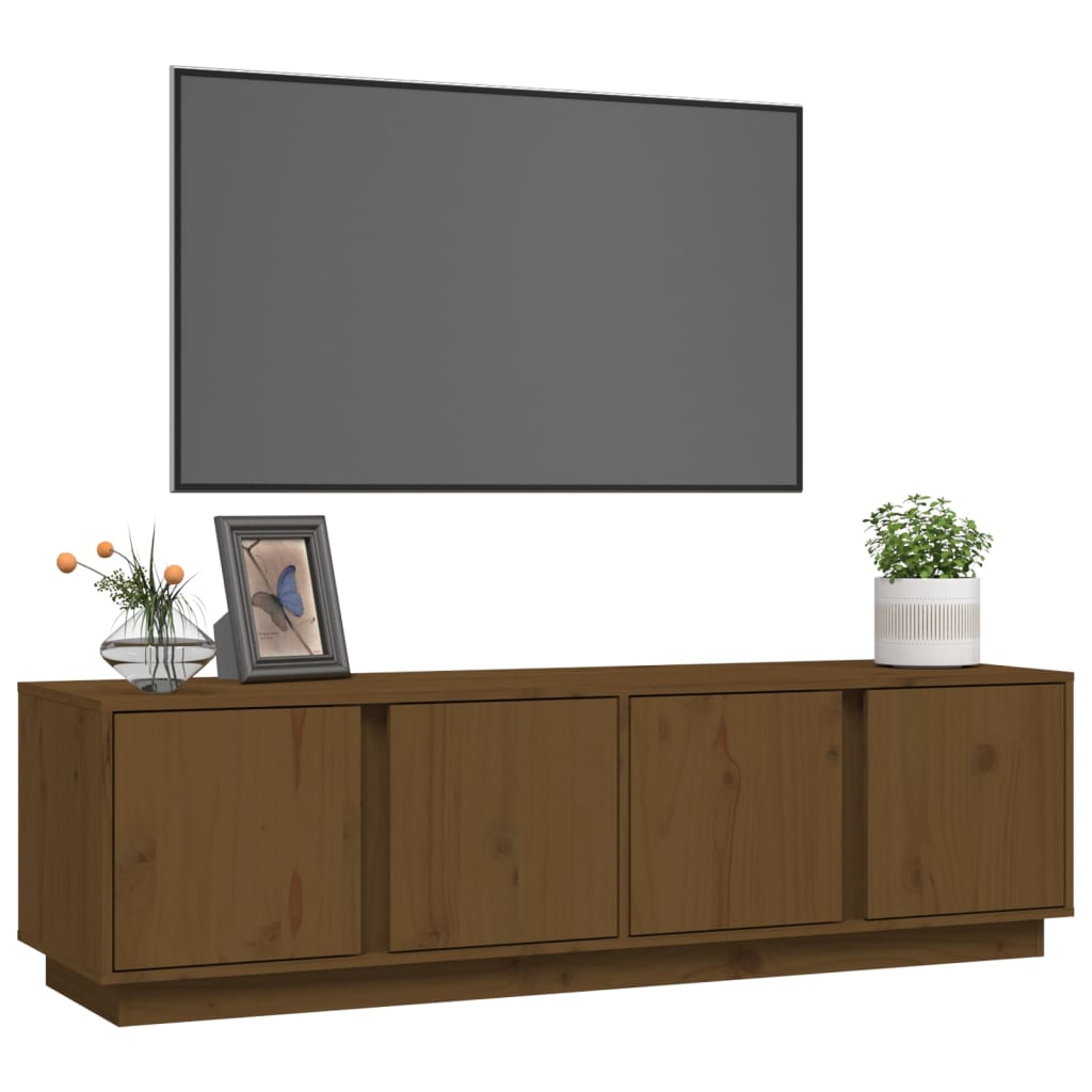 TV-taso hunajanruskea 140x40x40 cm täysi mänty - Sisustajankoti.fi