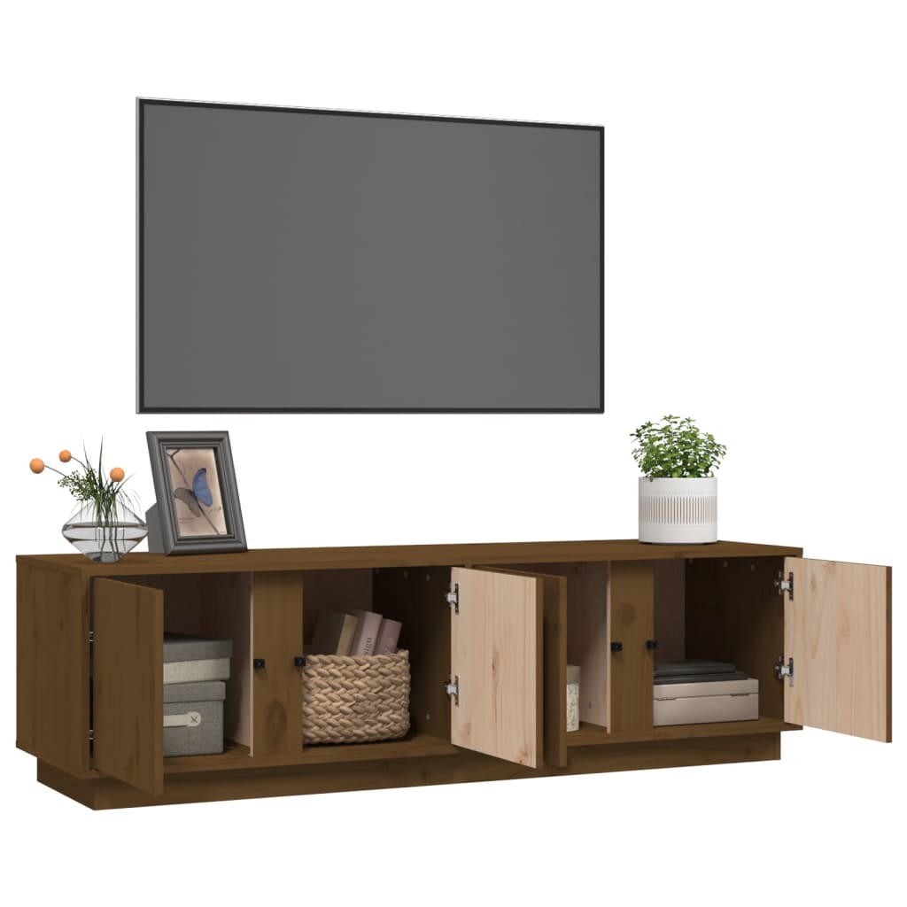 TV-taso hunajanruskea 140x40x40 cm täysi mänty - Sisustajankoti.fi