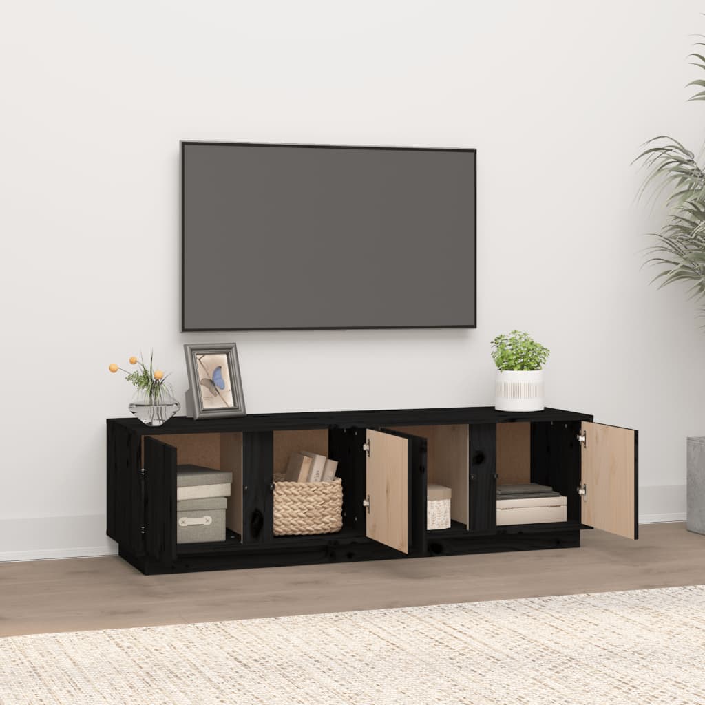 TV-taso musta 140x40x40 cm täysi mänty - Sisustajankoti.fi