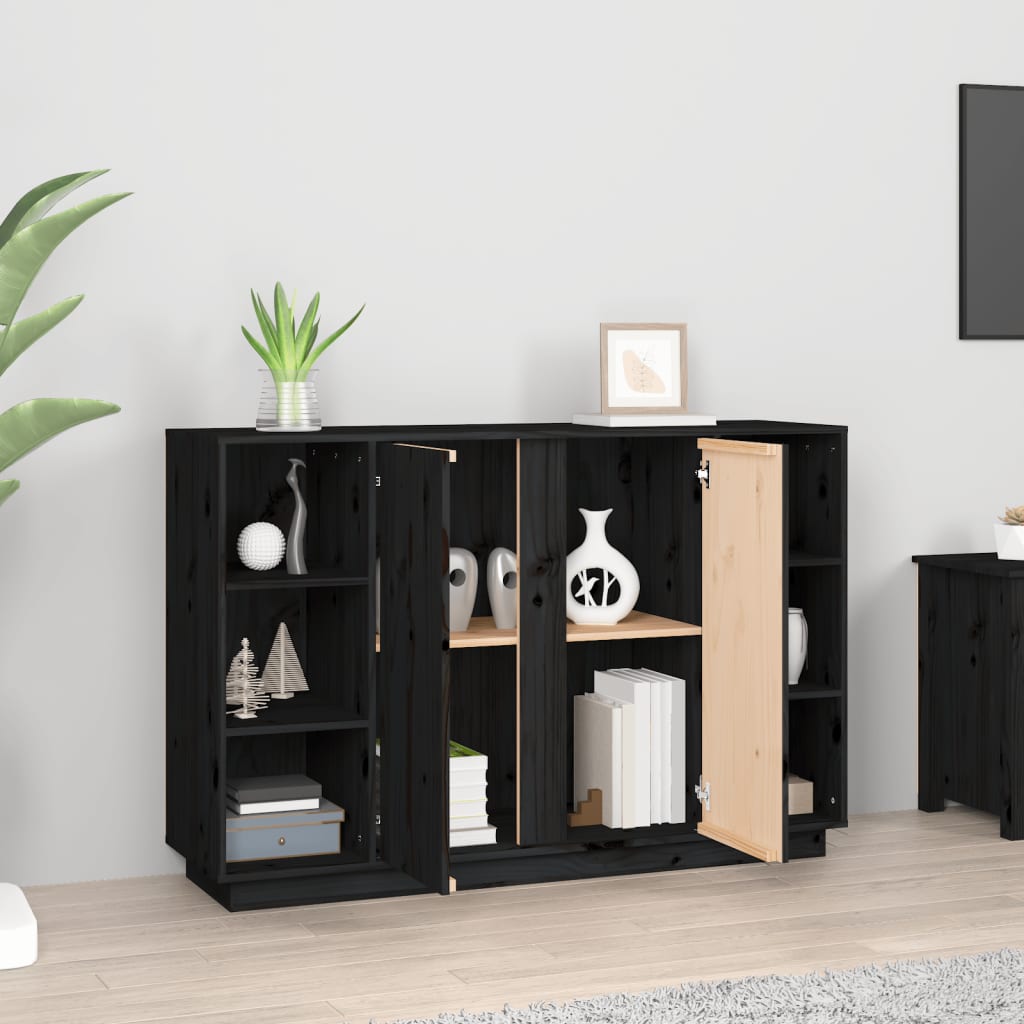 Senkki musta 120x35x80 cm täysi mänty - Sisustajankoti.fi