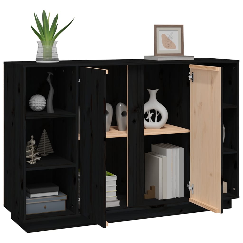Senkki musta 120x35x80 cm täysi mänty - Sisustajankoti.fi
