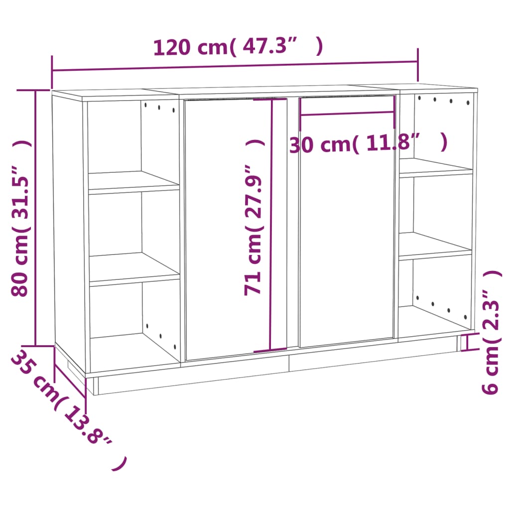 Senkki musta 120x35x80 cm täysi mänty - Sisustajankoti.fi