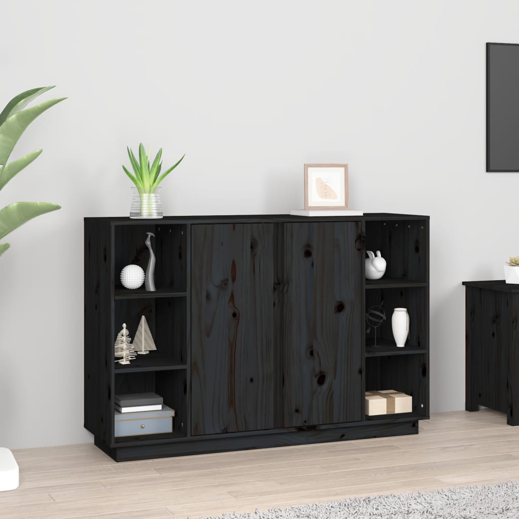 Senkki musta 120x35x80 cm täysi mänty - Sisustajankoti.fi