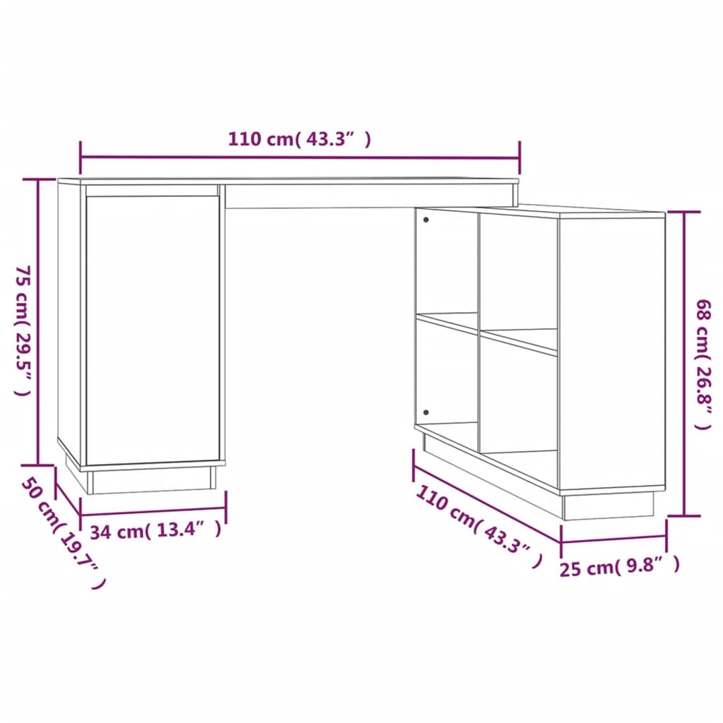 Työpöytä hunajanruskea 110x50x75 cm täysi mänty - Sisustajankoti.fi