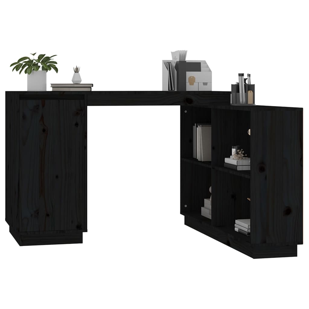 Työpöytä musta 110x50x75 cm täysi mänty - Sisustajankoti.fi