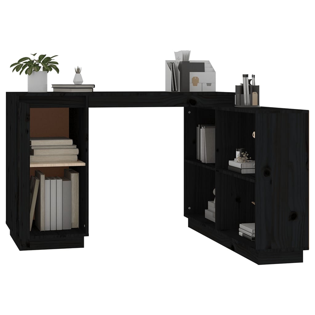 Työpöytä musta 110x50x75 cm täysi mänty - Sisustajankoti.fi