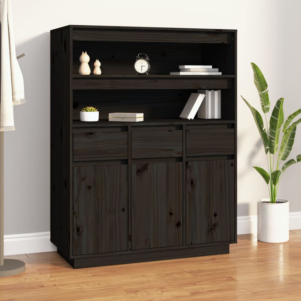Kaappi musta 89x40x116,5 cm täysi mänty - Sisustajankoti.fi