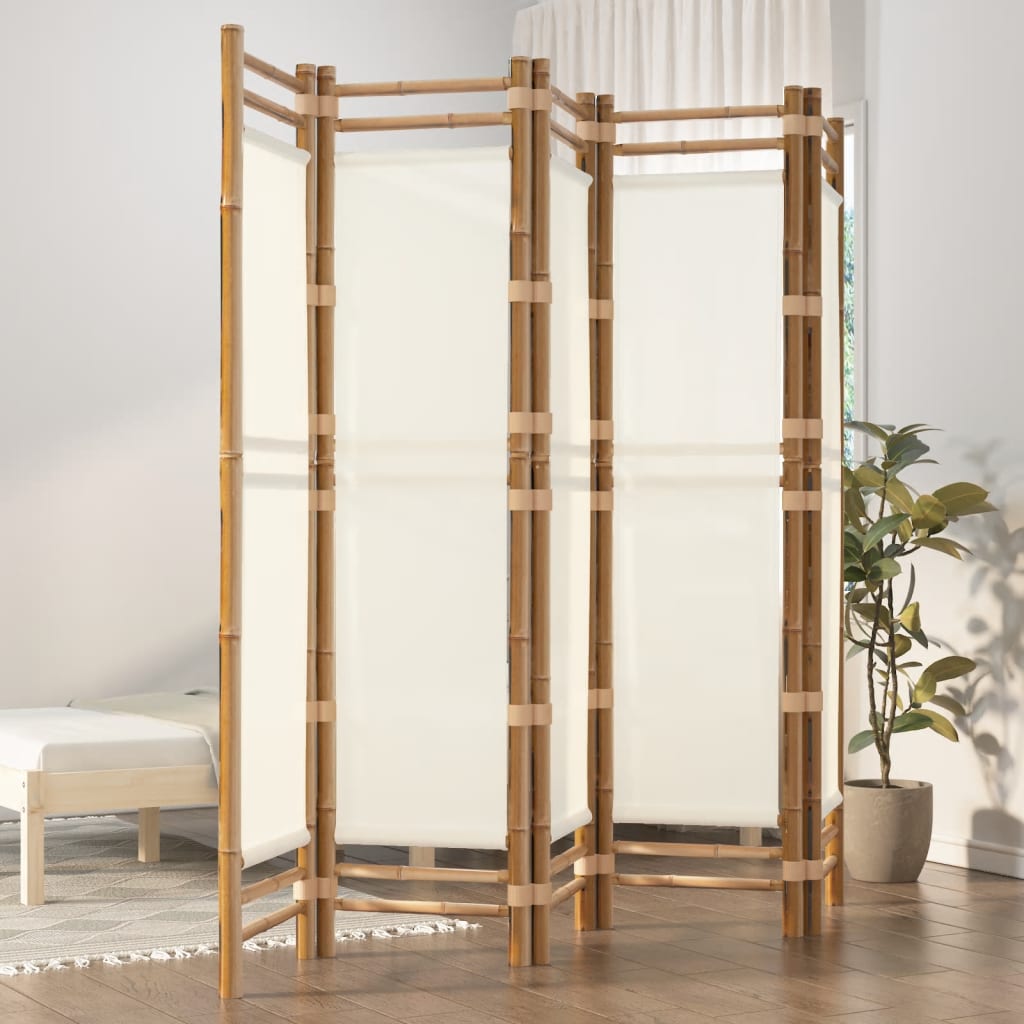 Kokoontaitettava tilanjakaja 5 paneelia 200 cm bambu ja kangas - Sisustajankoti.fi