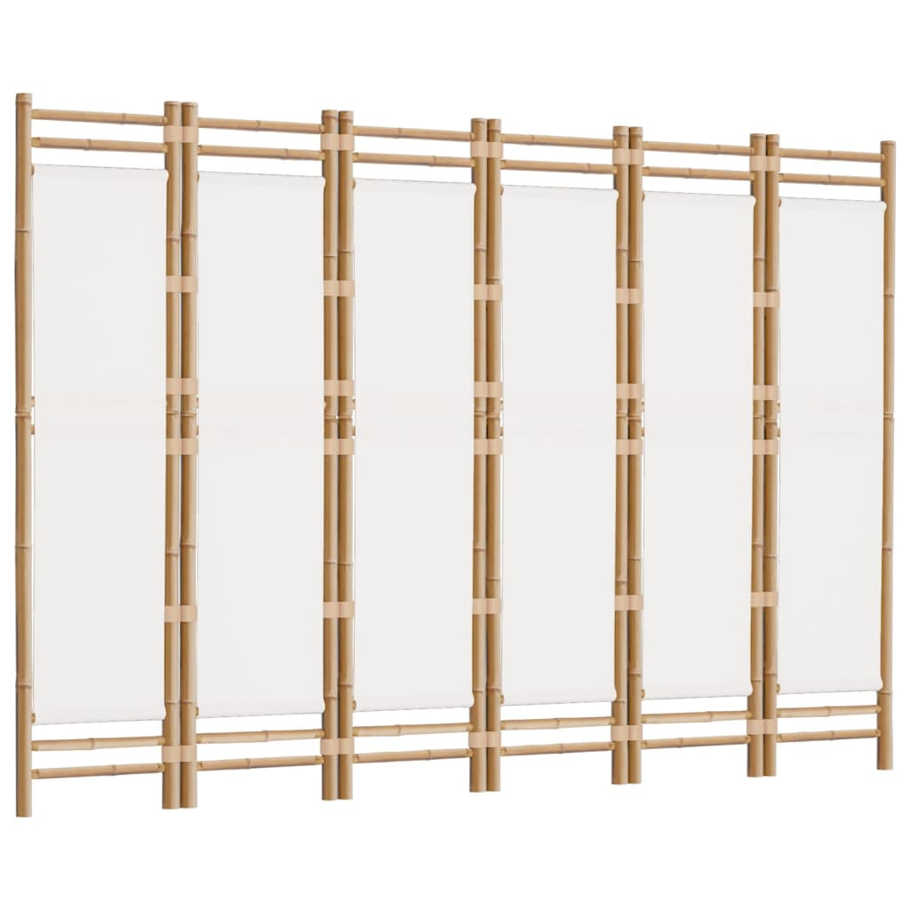 Kokoontaitettava tilanjakaja 6 paneelia 240 cm bambu ja kangas - Sisustajankoti.fi
