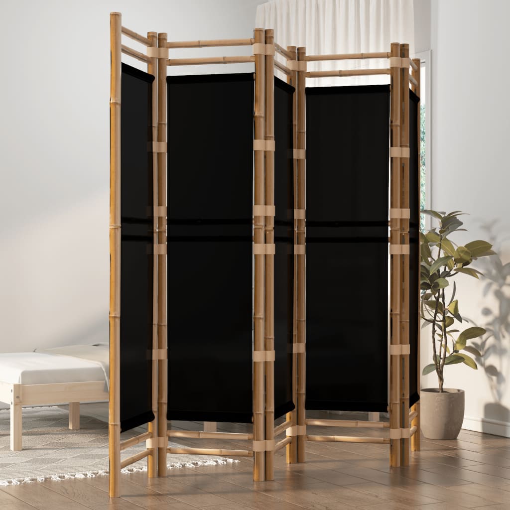 Kokoontaitettava tilanjakaja 5 paneelia 200 cm bambu ja kangas - Sisustajankoti.fi