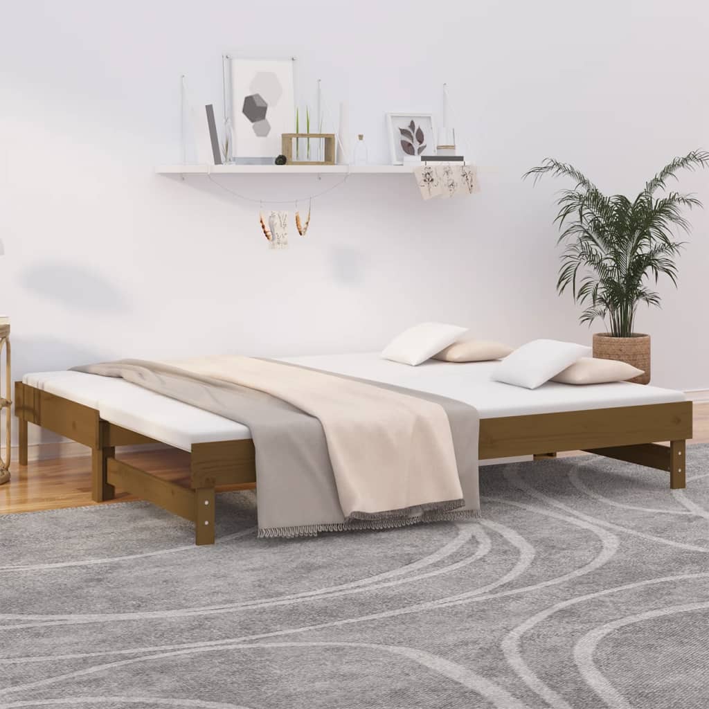 Sohvasänky ulosvedettävä hunajanruskea 2x(100x200) cm mänty - Sisustajankoti.fi