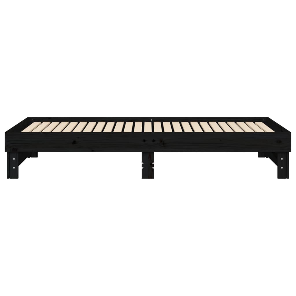 Sohvasänky ulosvedettävä musta 2x (100x200) cm täysi mänty - Sisustajankoti.fi