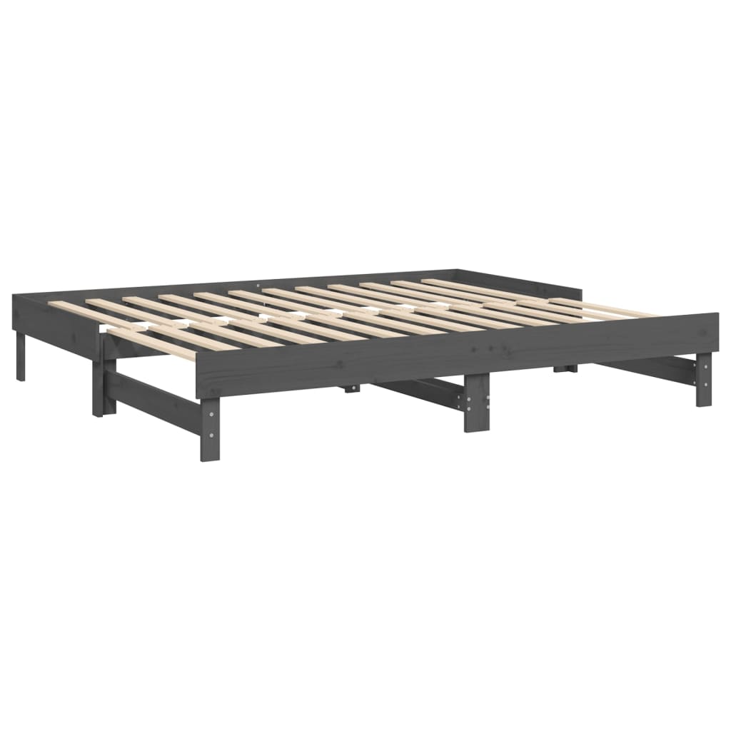 Sohvasänky ulosvedettävä harmaa 2x (90x200) cm täysi mänty - Sisustajankoti.fi